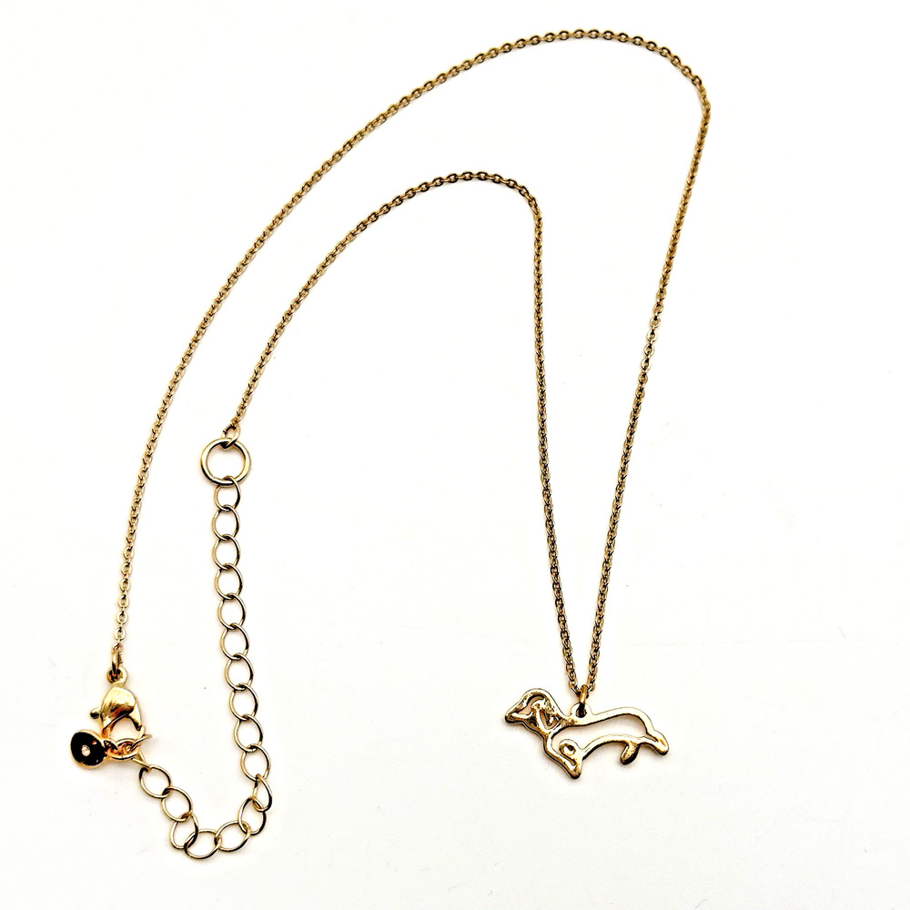 Dachshund Wiener Dog Pendant Necklace Gold Tone Dog Lover - Picture 3 of 6